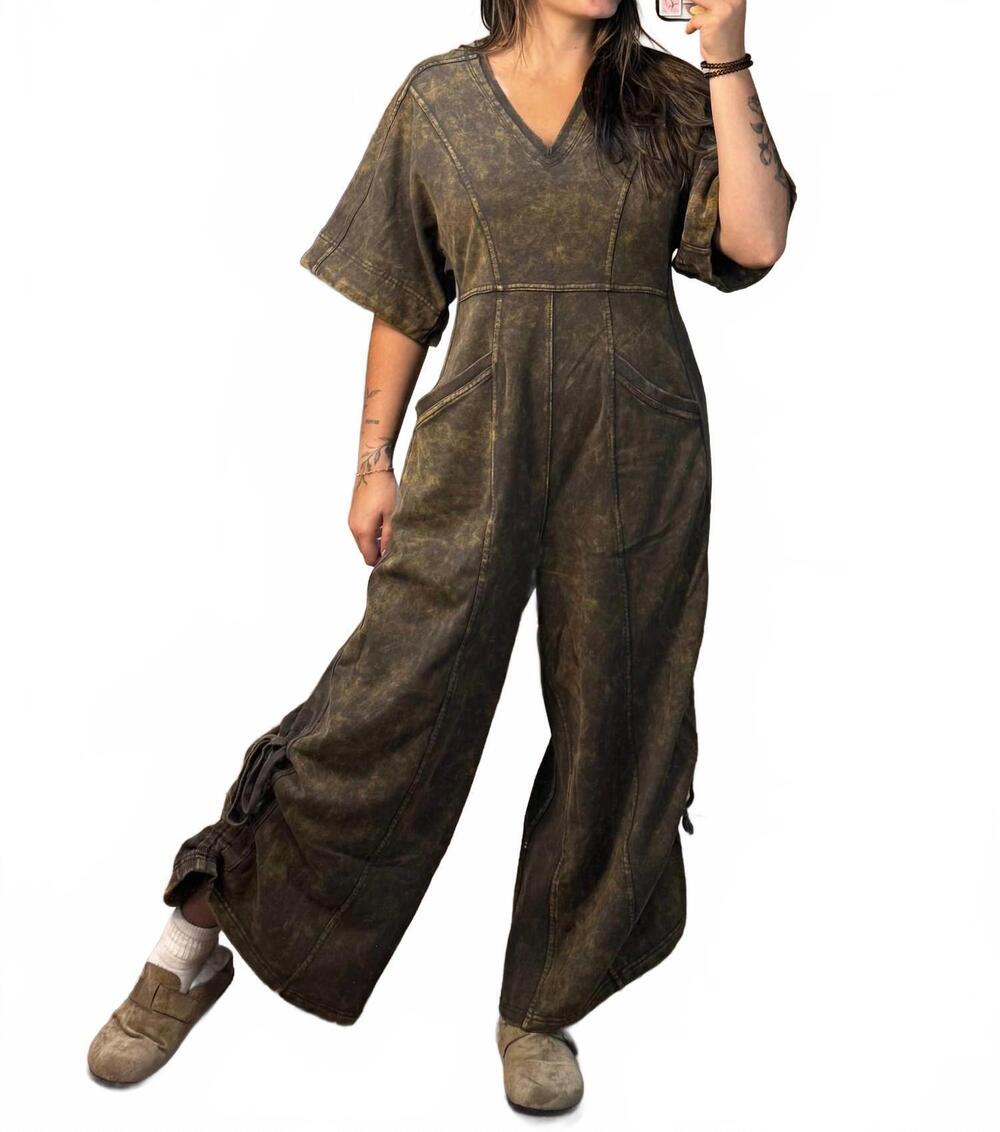 NEW EE:SOME zoie adjustable wide leg jumpsuit in ash black
